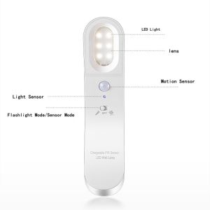 1W Induction Night Light Built In USB Rechargeable Night Lamp With Motion Sensor