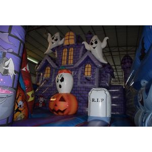 Hallowmas Bouncer Double Slide Scared Inflatable Ghost Jumping Castle With