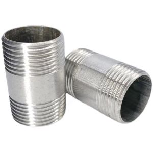 Thread Connection Sanitary 201 304 Stainless Steel Double Round Thread Pipe