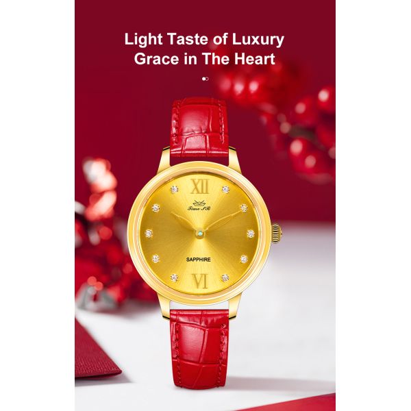 Classic Multifunctional Leather Strap Alloy Case 3ATM Quartz Watch For Ladies