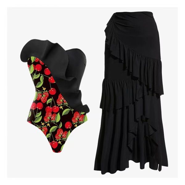 Quality Regular Three Piece Swimwear with Wire Free Support Type / Green Color wholesale