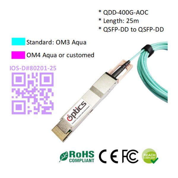 QSFPDD-400G-AOC1M-B8 400G QSFPDD to 8*50G QSFP56 Breakout AOC (Active Optical
