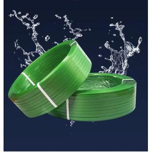China Cold resistant PET plastic packing belt, super tensile PET packing belt, green binding belt, Model: PET-16080 on sale