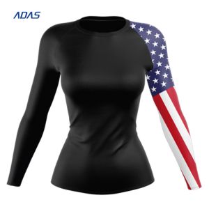 Sublimation Mens Rash Guard Long Sleeve Diving Compression Spangle Embroidery