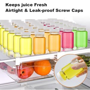 Glass Juice Shot Bottles With Caps - 8 Pack 3.5oz Small Clear Reusable Jars With