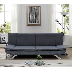 China Dark Grey Fabric 3 Seater Sofa Bed With Chrome Feet 100 Pieces MOQ on sale