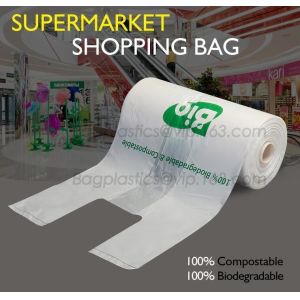China Cornstarch 100% Biodegradable Compostable Shopping Bag On Roll, Compostable 100% Biodegradable Shopping Bags With EN1343 on sale