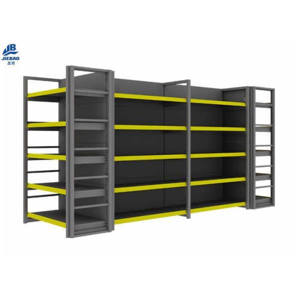 Quality Double Side Grocery Store Display Racks , Durable Metal Gondola Shelving wholesale