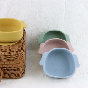 4-Piece Silicone Dog Shape Bowl Set Durable Flexible Reusable