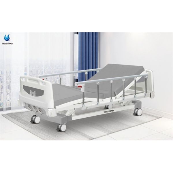 Quality Hospital Room Manual Patient Bed With Six Position Aluminum Alloy Side Rails Mattress wholesale