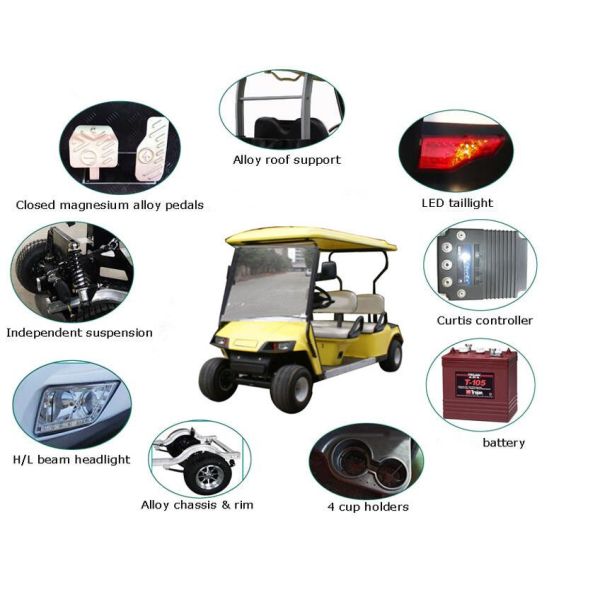 White Color Powerful 4 Wheel Drive 4 Person Electric Golf Carts With 48V Trojan Battery