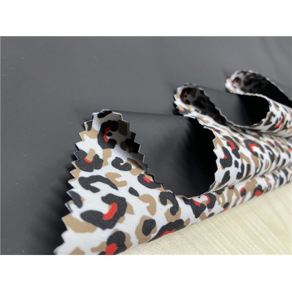 Quality Leopard Print Design On The Backing Side 0.5mm Pu Leather For Raincoat / Coat wholesale