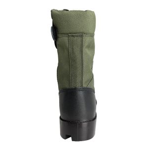 Mesh Lined Men's Black Leather Durable Canvas Boots for Outdoor Camping and