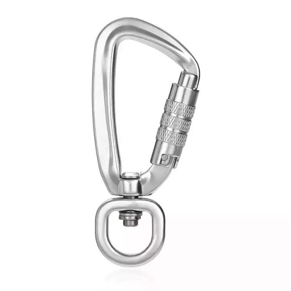 Quality Aviation Aluminum Self Swivel Rock Climbing Carabiner with Auto Locking 4KN Snap Hook wholesale