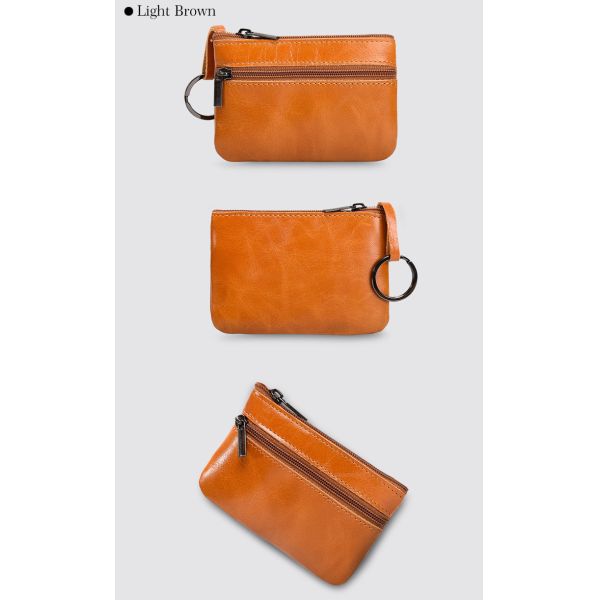 Genuine Leather Mini Multifunctional Coin Purse Retro Zipper Key Short Clutch Bag