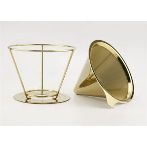 Titanium Coated Portable Coffee Filter Cone 4 Cups For Home , 100mm Bottom