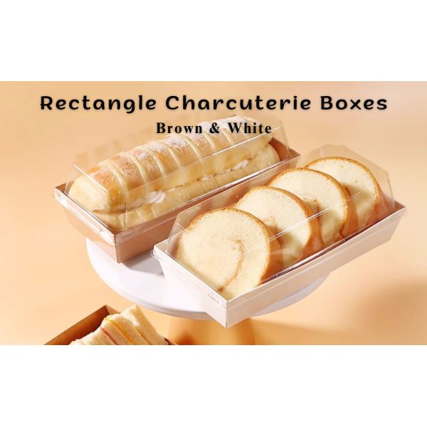Sandwich Kraft Paper Box With Clear Lids, Individual Charcuterie Sushi