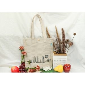 Natrual Cotton Jute Tote Bag With Hand Sewing And Elastic Band Closure Design