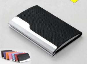 Cheap PU Leather Cover On Metal Frame Business Card Holder With Classic Design for sale