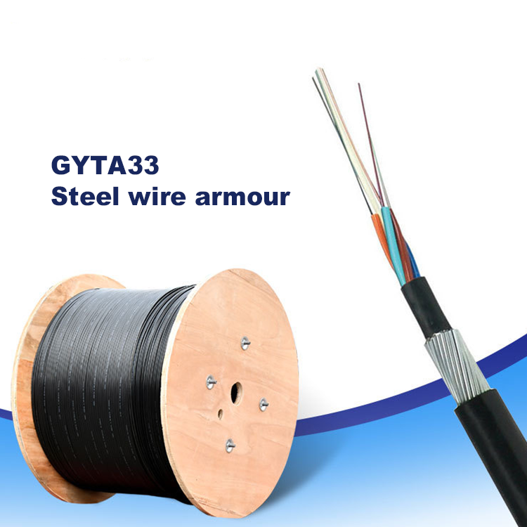High Performance GYTA33 24 48 96 Core Fiber Optic Wire Outdoor G652D Fiber Optic Cable for Direct Buried