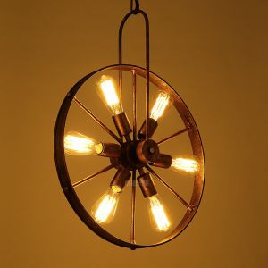 Rusty Iron Retro Iron wheel Pendant Light retro rustic black pendant lights (WH