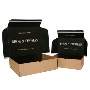 Custom Printed Black Corrugated Cardboard Carton Strong Flat Ecommerce Mailer