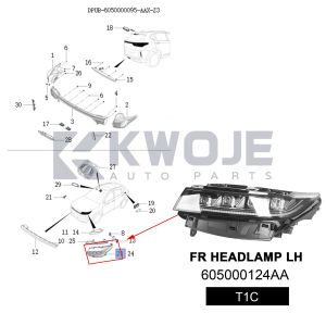 OEM 605000124AA Original Left Headlight Headlamp for Chery Exceed