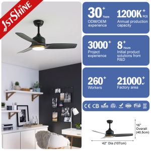 42-Inch Matte Black DC Ceiling Fan with 3-Color LED Light and 6 Speeds Wind