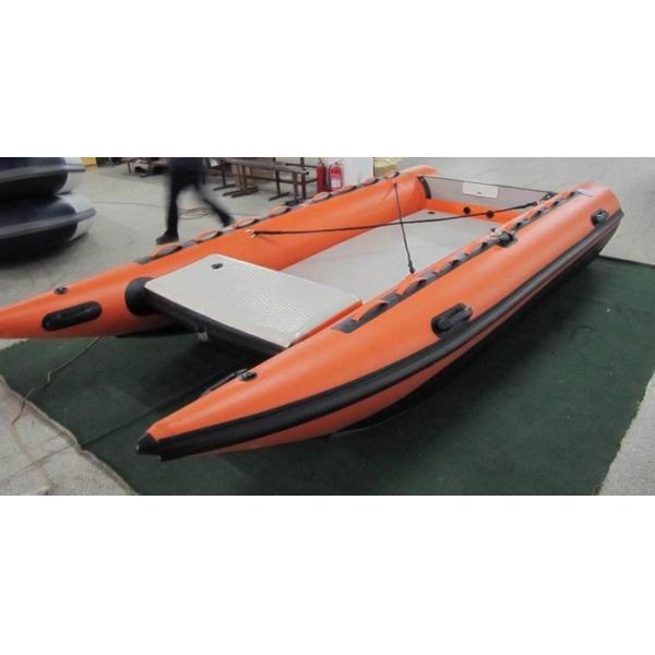 Quality Light Weight Catamaran Pontoon Boat , 430 Cm Inflatable Catamaran Deck Boat wholesale