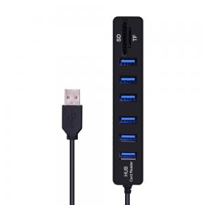 Cheap High Speed All In One USB Hub Combo Card Reader 6 Ports ABS Shell for sale