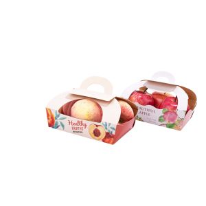 Take Out Fruit Paper Box , Vegetable Cardboard Boxes With Handle