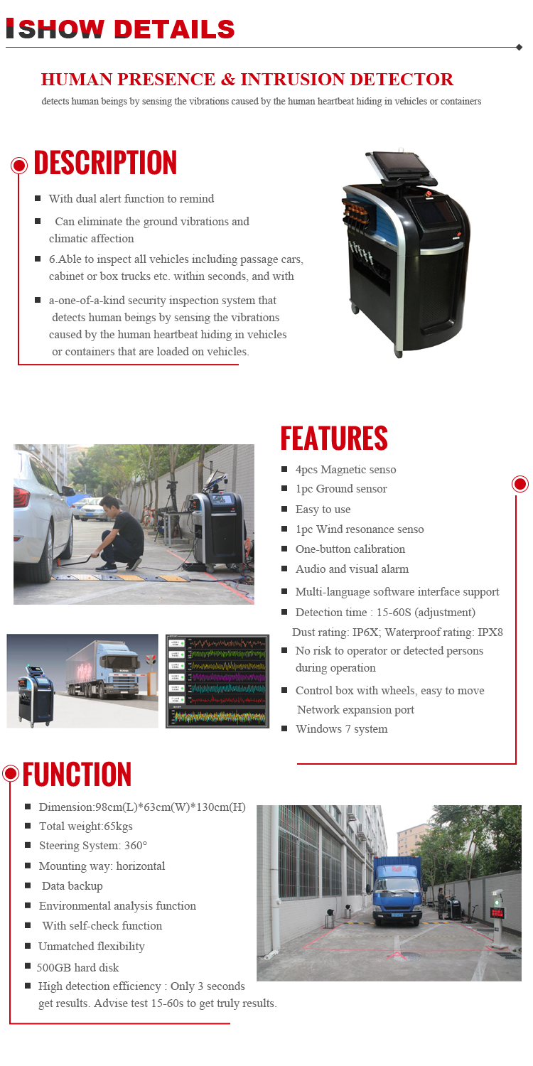 240VAC Under Car Security Scanner Human Presence Heatbeat Movement Detection