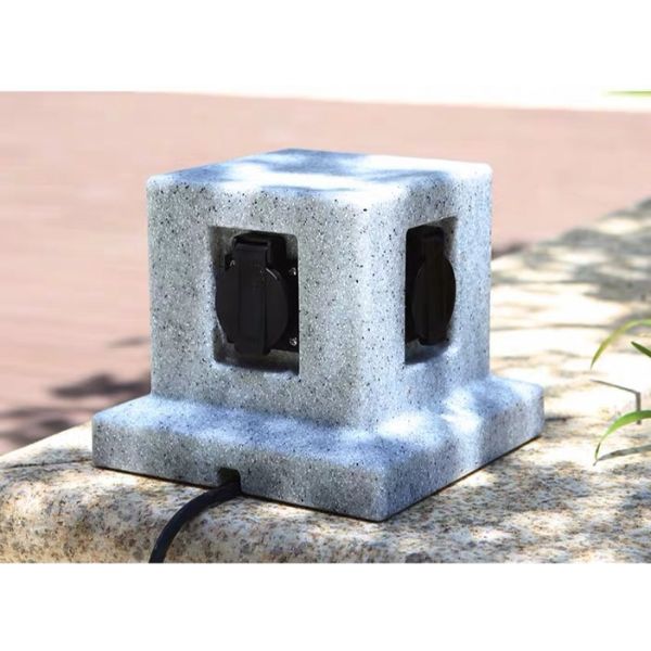 Outdoor Garden In-ground Lawn Electrical Power Sockets Outlet Imitation Marble Polyethylene Plastic