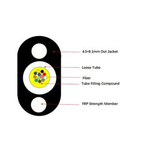 4.5X8.1mm FTTH Flat Aerial Drop Cable 1-8 Core Optical Fiber G657A G652D For