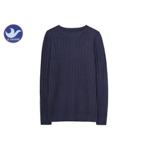 China Vertical Pattern Mens Knitted Jumpers , Navy Blue Cable Knit Sweater Mens on sale