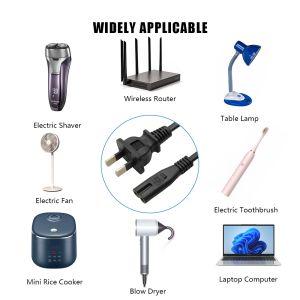 HENG-WELL Customized 2 Pin Power Cord CCC Certificated AC Cable with C7 Plug for