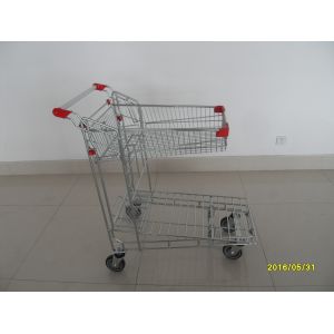 Cheap 24.7kg Warehouse Trolley with foldable basket and 4 swivel 5 inch casters for sale