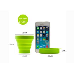 100% Silicone Travel Cup , Retractable Silicone Collapsible Cup With Customized