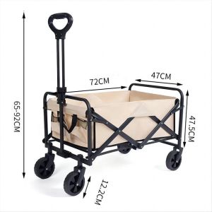 80L Folding Wagon Cart with 5" PVC Wheels and Adjustable Handle