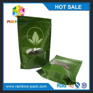 Green Tea Bags Packaging Printed Mylar Stand Up k Bag With Clear Window