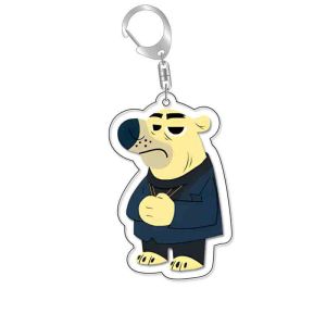 Silk Screen Printed Acrylic Keychain Cute Cartoon Character Durable Metal Ring