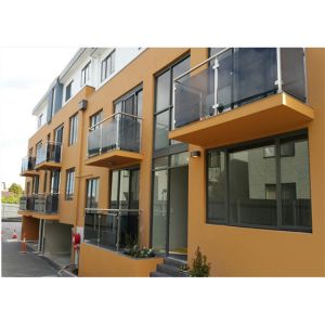 Modern Hotel Glass And Steel Staircase Railing With Clear / Brown / Grey Color