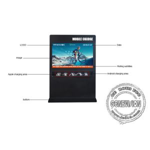 Mobile Charging Station Advertising Totem 65 inch Horizontal Media Player