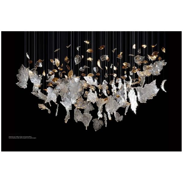 Hotel Lobby Maple Leaf Chandelier Engineered Custom Lighting Fixtures With Glass Hangings