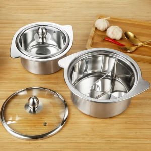 New Design Silver Kitchen Small Stock Pot Stainless Steel Shabu Shabu Induction