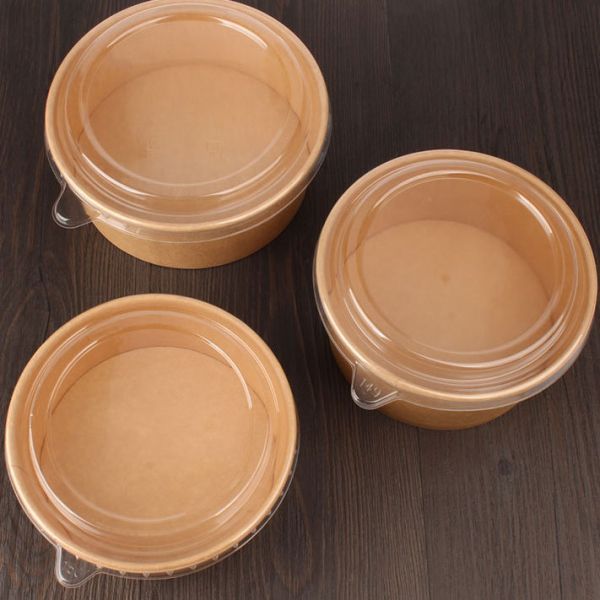 Oilproof Salad Kraft Bowls With Lids Leakproof Compostable Nontoxic