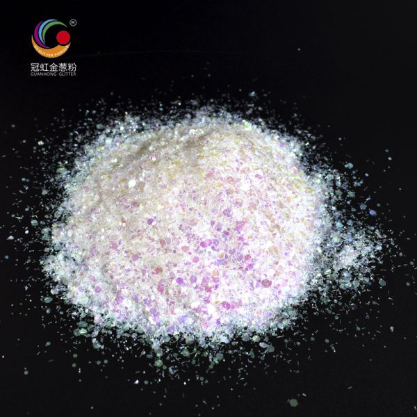 White PET Chunky Loose Cosmetic Glitter Pigment Mixes Irregular Strip For Stage Performance