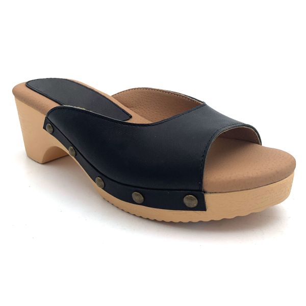 Quality Custom Ladies Backless Heeled Mules With Rubber Sole Material wholesale
