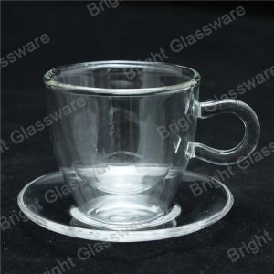 mini double wall thermo glasses with handle, double wall mini wine glasses