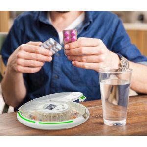 Cheap Portable Multifunctional Timing Alarm Clock Intelligent Electronic Medicine Box For Elderly Pill Storage Cases Reminder Feature for sale